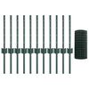 vidaXL Zaun mit Pfosten Gr&uuml;n 0,4 x 25 m Stahl und PVC