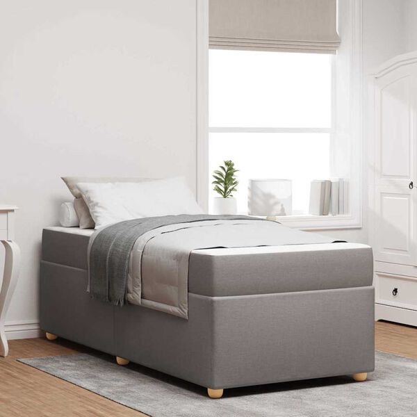 vidaXL Bettrahmen mit Matratze Taupe 90 x 200 cm Stoff