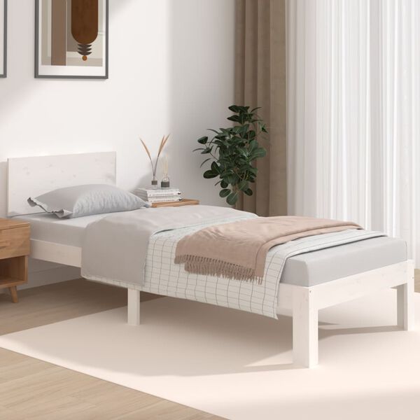 vidaXL Massivholzbett Wei&szlig; 75x190 cm