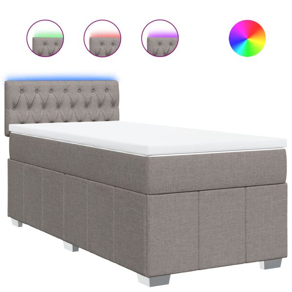 vidaXL Boxspringbett mit Matratze Taupe 90x190 cm Stoff