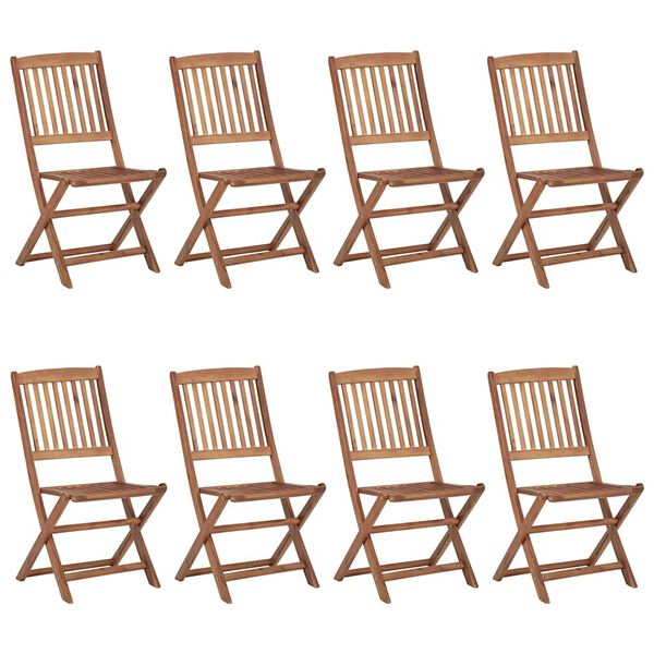 vidaXL Klappbare Gartenst&uuml;hle 8 Stk. mit Kissen Massivholz Akazie