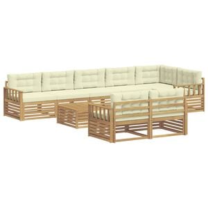 vidaXL Outdoor-Sofagarnitur 9 Stk. Wei&szlig; und Creme Polyester