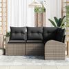vidaXL Gartensofa-set mit Kissen mit Speicher 4 pcs Grau Poly-Rattan