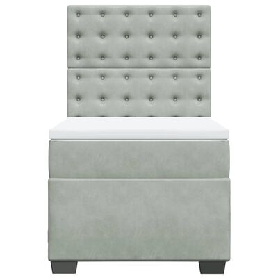 vidaXL Boxspringbett mit Matratze Hellgrau 90x190 cm Samt