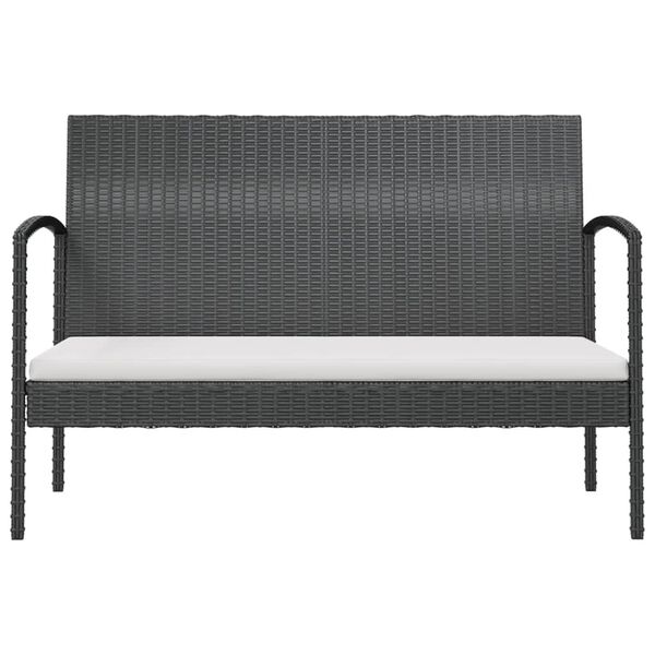 vidaXL 16-tlg. Garten-Lounge-Set mit Auflagen Poly Rattan Schwarz