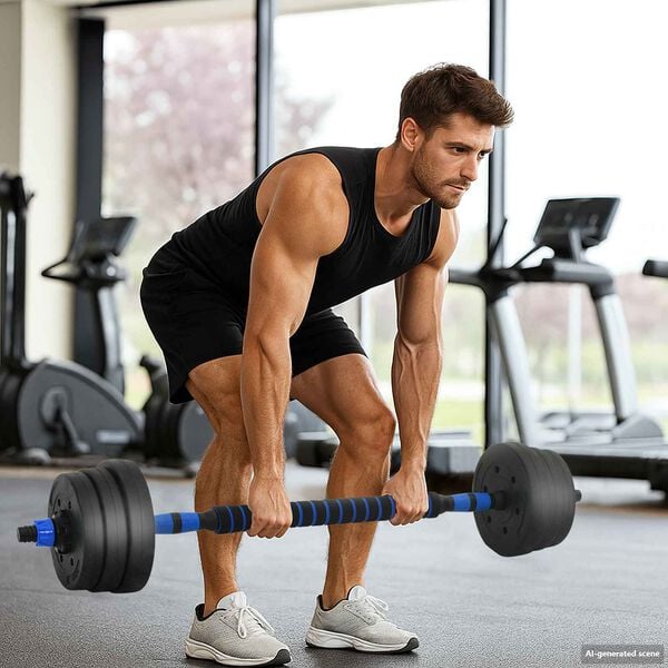 vidaXL 2-in-1 Hantelset Schwarz und Blau 121 x 19,5 x 19,5 cm