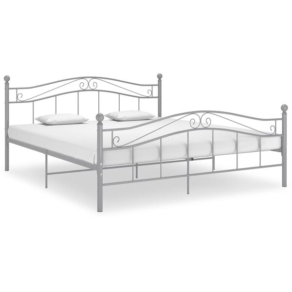 vidaXL Bett Grau Metall 140x200 cm