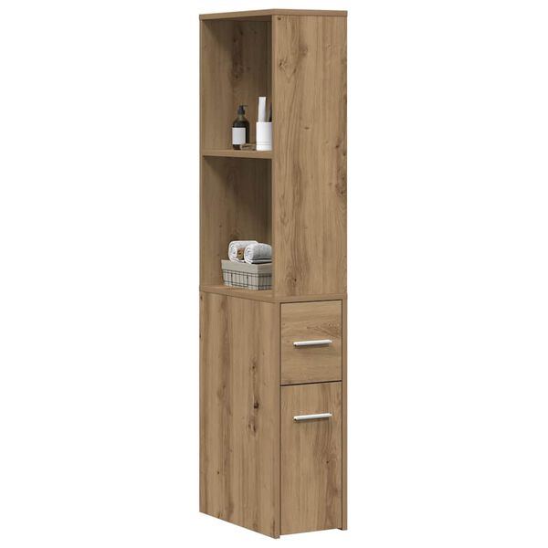 vidaXL Badschrank Schmal mit Rollen Artisan-Eiche Holzwerkstoff