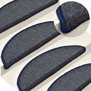 vidaXL Stufenmatten 15 Stk. 56x17x3 cm Dunkelgrau und Blau Halbrund