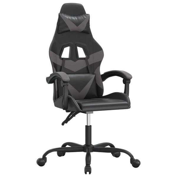 vidaXL Gaming-Stuhl Schwarz und Grau Kunstleder