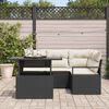 vidaXL Garten-Sofa-Set mit Kissen 5 pcs Schwarz und Creme Poly-Rattan