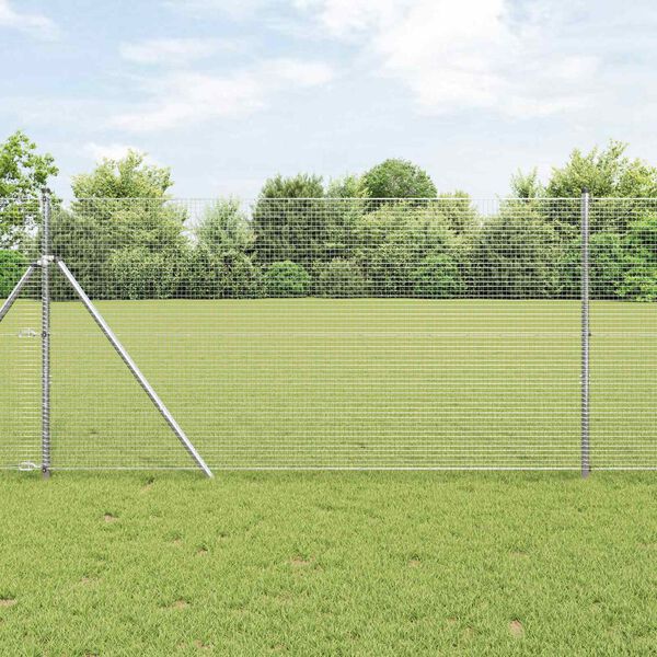 vidaXL Geschwei&szlig;ter Drahtzaun Silber 1 x 100 m