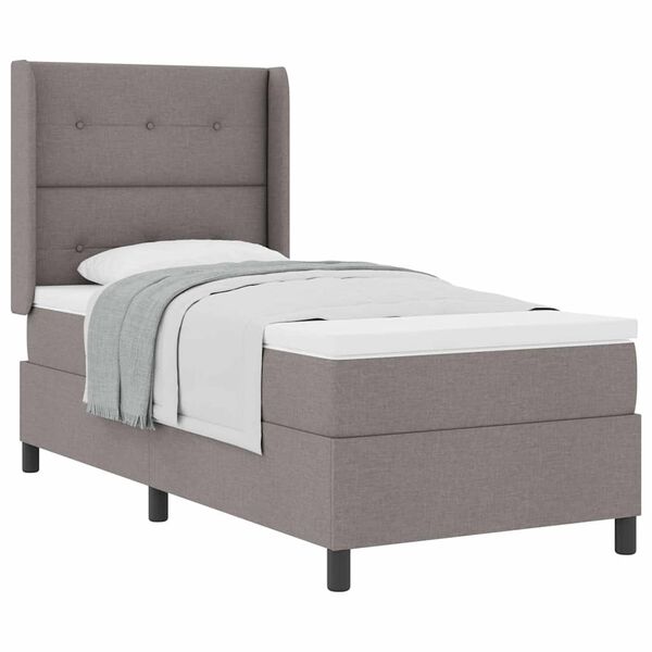vidaXL Boxspringbett mit Matratze mit Kopfteil Taupe 90 x 190 cm Stoff