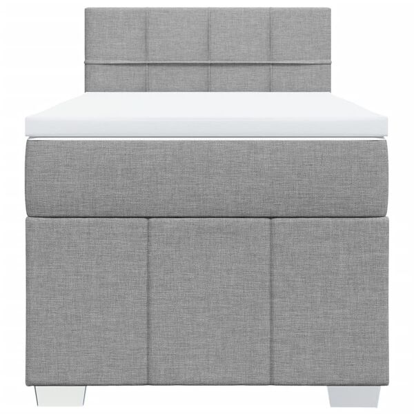 vidaXL Boxspringbett mit Matratze Hellgrau 100x200 cm Stoff