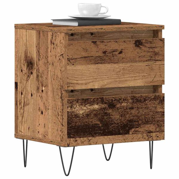 vidaXL Nachttisch mit Schubladen Altholz 40 x 35 x 50 cm Holzwerkstoff