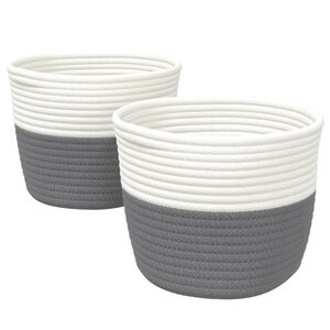 vidaXL Aufbewahrungsk&ouml;rbe 2 Stk. Grau und Wei&szlig; &Oslash;24x18 cm Baumwolle