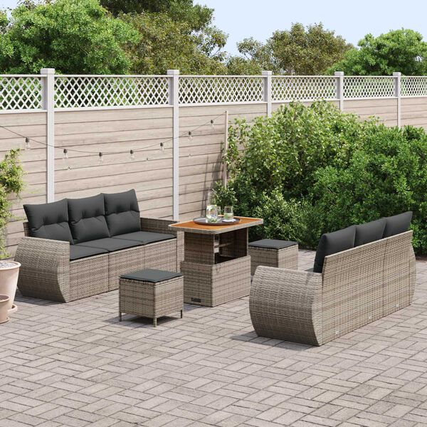 vidaXL Garten-Sofa-Set 9 pcs Grau Poly-Rattan