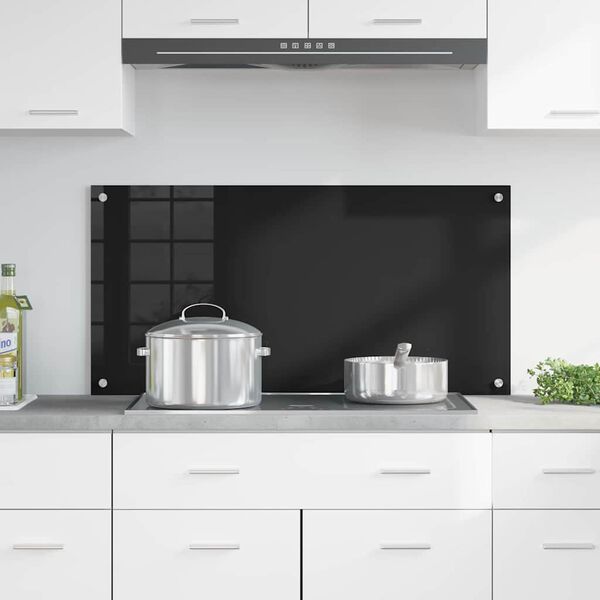 vidaXL K&uuml;chenr&uuml;ckwand Schwarz 100 x 50 cm Geh&auml;rtetes Glas