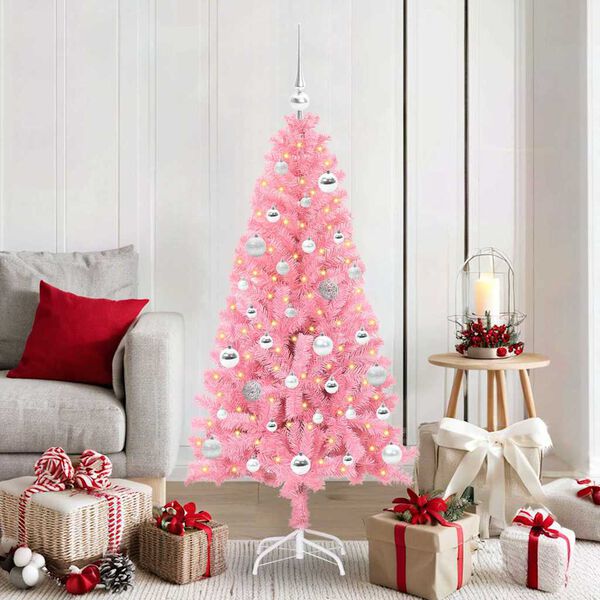 vidaXL Weihnachtsbaum mit 150 LEDs mit St&auml;nder Rosa 150 cm PVC