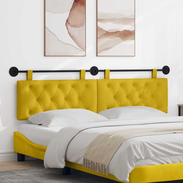 vidaXL H&auml;ngevorderseite Wandmontiert Gelb 170 x 55 x 7 cm Samt