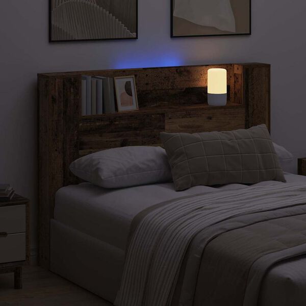 vidaXL Kopfteil mit Regal Altholz 140 x 17 x 104,5 cm Holzwerkstoff