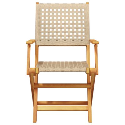 vidaXL Gartenstühle 2 Stk. Beige Massivholz Akazie und Poly Rattan