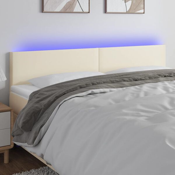 vidaXL LED Kopfteil Creme 160x5x78/88 cm Kunstleder