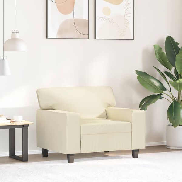 vidaXL Sessel Creme 60 cm Kunstleder