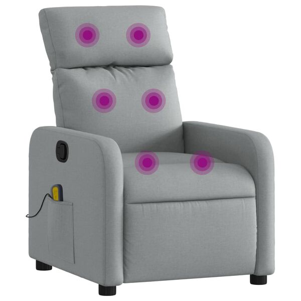 vidaXL Massage-Relaxsessel Hellgrau Stoff