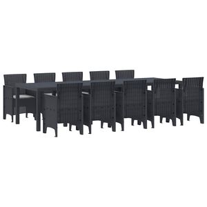 vidaXL Garten Esszimmer Set mit Kissen 11 pcs Anthrazit und Hellgrau