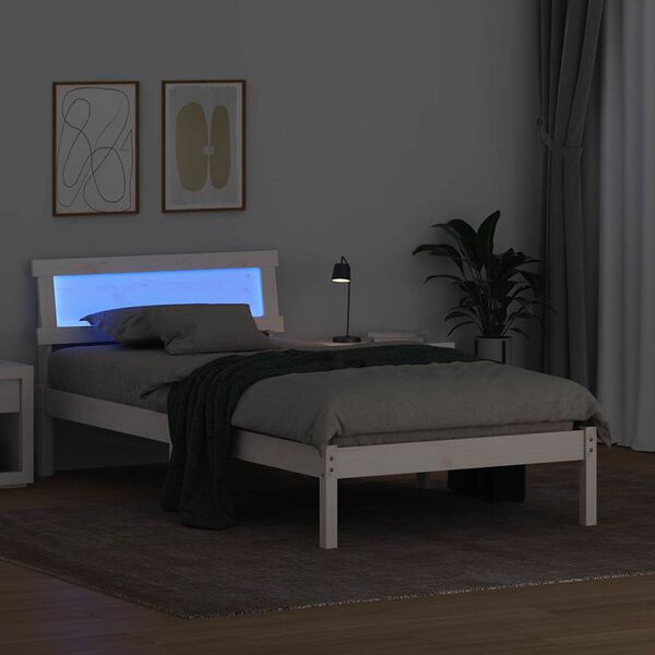 vidaXL Bettrahmen mit Kopfteil Wei&szlig; 75 x 190 cm Massives Kiefernholz