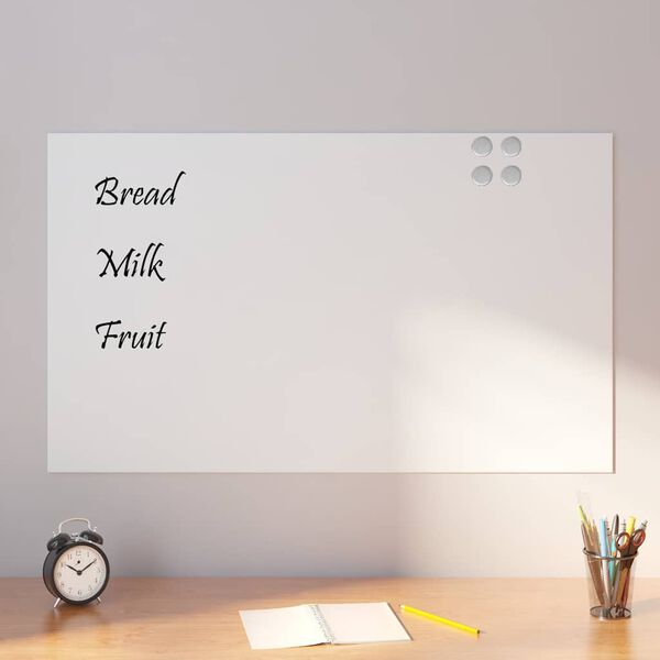 vidaXL Magnettafel Wandmontage Wei&szlig; 100x60 cm Hartglas