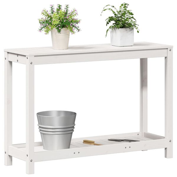 vidaXL Pflanztisch mit Ablage Wei&szlig; 108x35x75 cm Massivholz Kiefer
