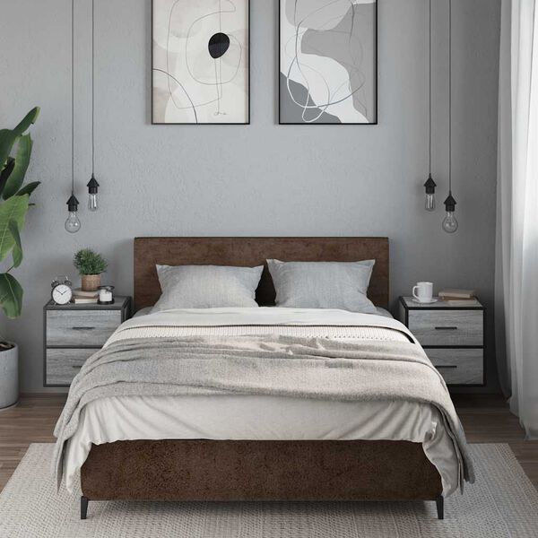 vidaXL Wand-Nachttische 2 Stk. Grau Sonoma 40x31x39,5 cm