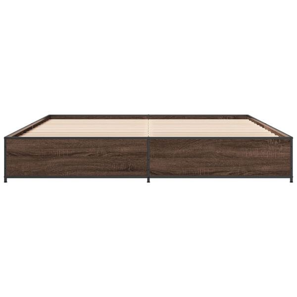 vidaXL Bettgestell Braun Eichen-Optik 200x200 cm Holzwerkstoff Metall
