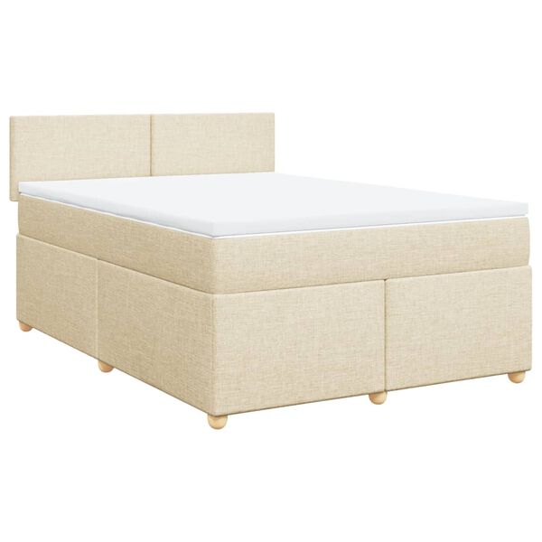 vidaXL Boxspringbett mit Matratze Creme 140x190 cm Stoff