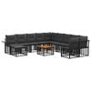 vidaXL Outdoor-Sofagarnitur 12 Stk. Schwarz und Dunkelgrau Polyester