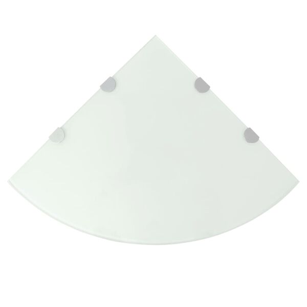 vidaXL Eckablage mit Verchromten Halterungen Glas Wei&szlig; 45x45 cm