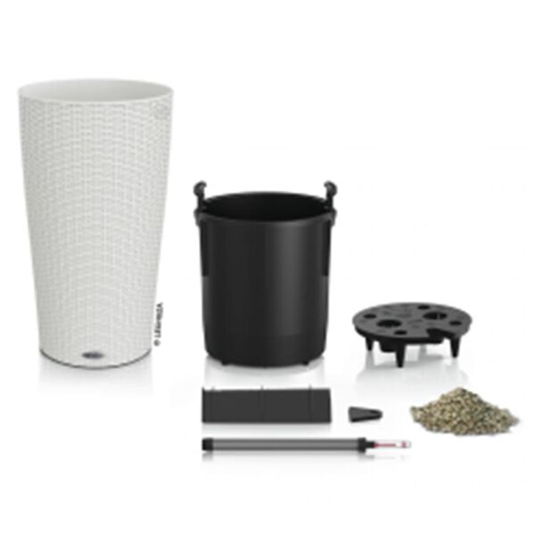 LECHUZA Pflanzgef&auml;&szlig; CILINDRO Cottage 23 ALL-IN-ONE &Oslash; 23 cm Wei&szlig;