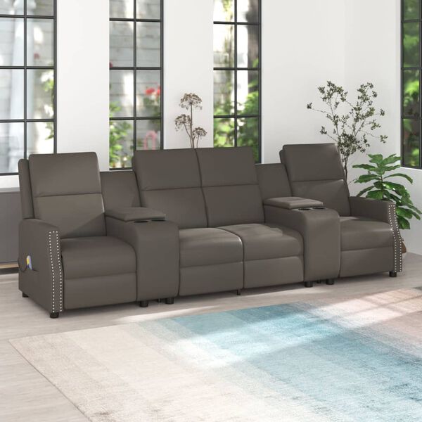 vidaXL 4-Sitzer Massagesessel Grau Kunstleder