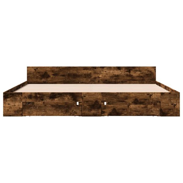 vidaXL Bettgestell mit Schubladen R&auml;uchereiche 200x200cm Holzwerkstoff