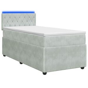 vidaXL Boxspringbett mit Matratze Hellgrau 90 x 200 cm Samt