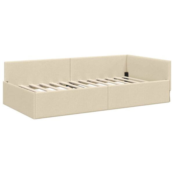 vidaXL Eckbettgestell mit Kopfteil Creme 100 cm x 200 cm Samt