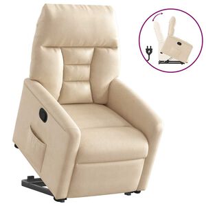 vidaXL Relaxsessel mit Aufstehhilfe Creme Mikrofasergewebe