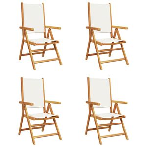 vidaXL Klappstuhl Verstellbar 4 Stk. Cremewei&szlig; Stoff und Massivholz