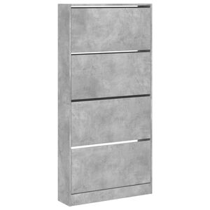 vidaXL Schuhschrank mit 4 Klappen Betongrau 80x21x163,5 cm