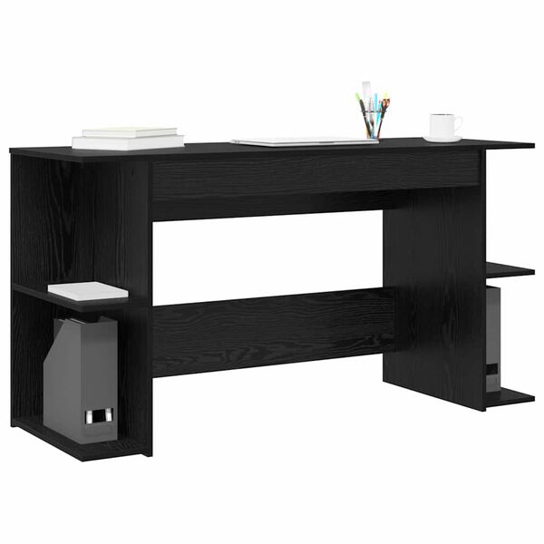 vidaXL Schreibtisch mit Regal Schwarz Eichen-Optik 140 x 50 x 75 cm