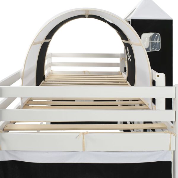vidaXL Kinderhochbett-Rahmen mit Rutsche &amp; Leiter Kiefernholz 97x208cm