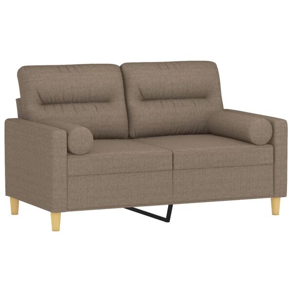 vidaXL 2-Sitzer-Sofa mit Kissen Taupe 120 cm Stoff