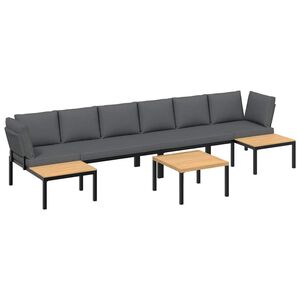 vidaXL 5-tlg. Garten-Sofagarnitur mit Kissen Schwarz Aluminium